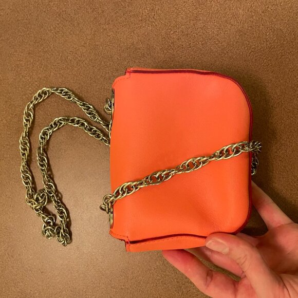 Kate Spade New York Orange Coral Leather Turnlock Chain Strap Mini Crossbody Bag - Picture 11 of 11